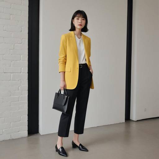 Petite Woman in Yellow Blazer and Black Trousers