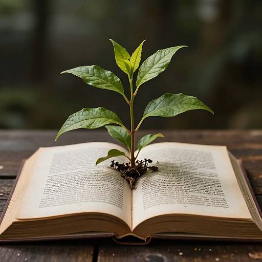 Emerging Plant from Ancient Book
