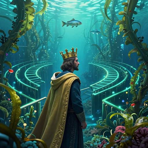 Fish Sovereign in Bioluminescent Labyrinth