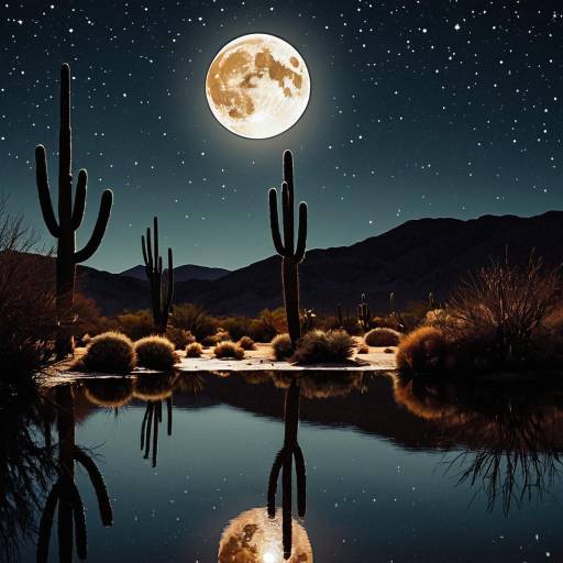 Desert Night with Full Moon Reflection