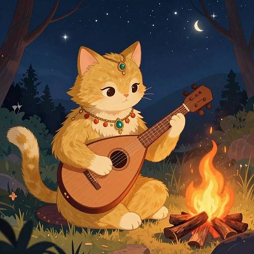 Tabaxy Bard Playing Lute by Campfire