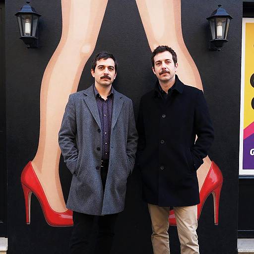 Two Men in Front of Artistic Wall