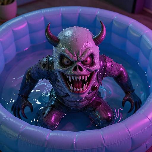 Neon Horror in Inflatable Pool