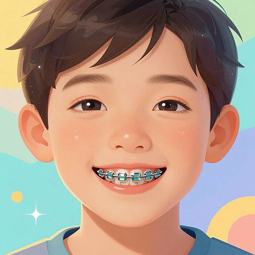 Smiling Child with Sparkling Braces