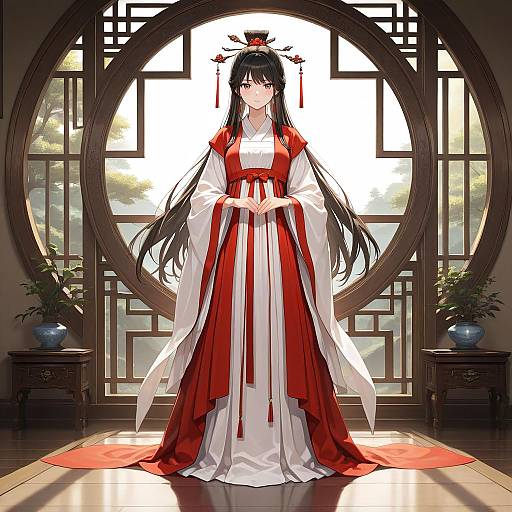 Elegant Woman in Traditional Hanfu Dress