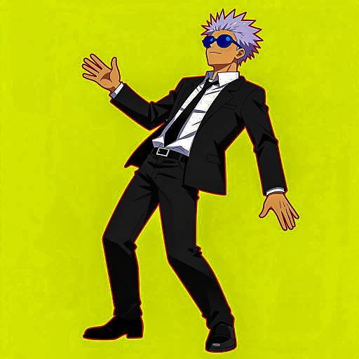 Dynamic Figure in Spiky Black Suit