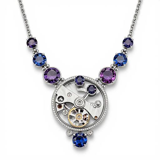 Intricate Mechanical Necklace with Gemstones