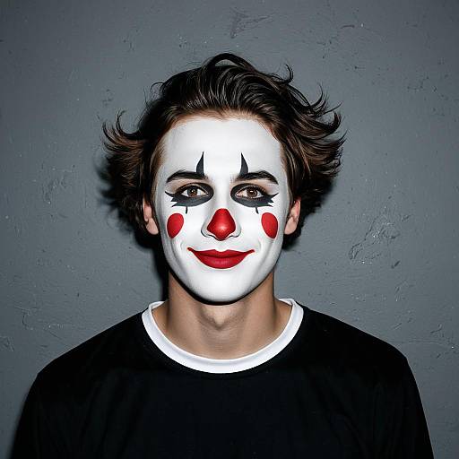 Young Man with Halloween Clown Makeup