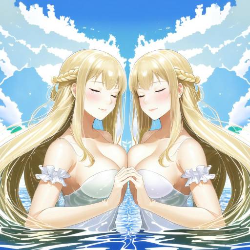 Blonde Anime Twin Girls in Water