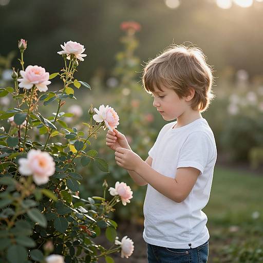 Child in Blooming Garden