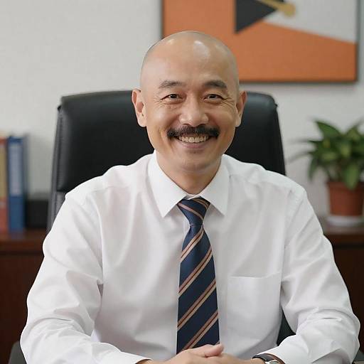 Smiling Asian Man in Office Setting