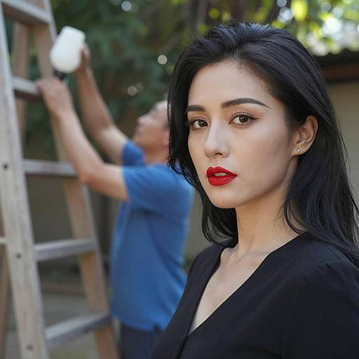 Stylish Woman in Sunlit Scene