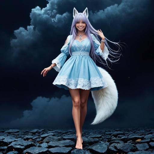 Eccentric Fox Girl in Pastel Elegance Eccentric Fox Girl in Pastel Elegance
