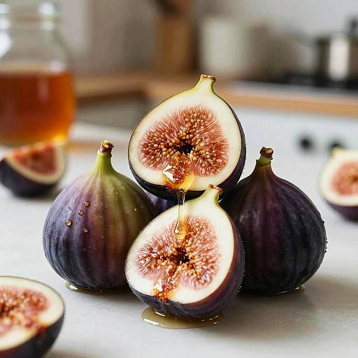 Honey-Drizzled Ripe Figs Still Life