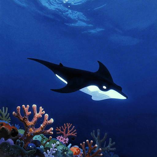 Luminous Manta Spirit in Nighttime Ocean