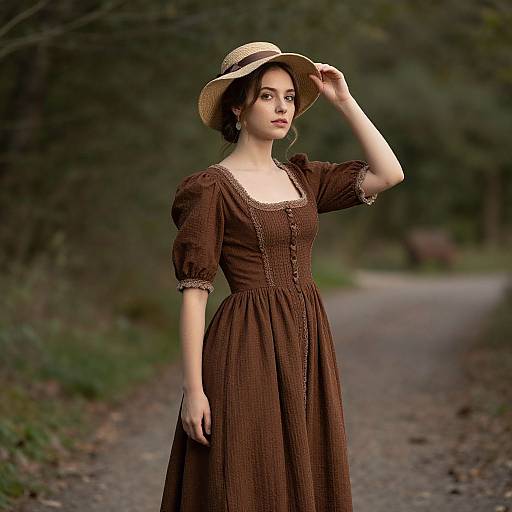Woman in Renaissance Brown Dress