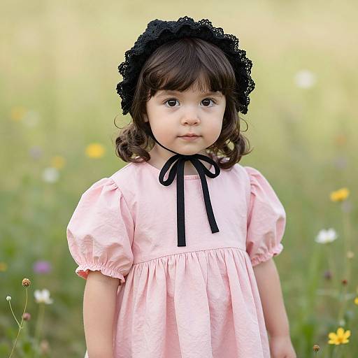 Innocent Child in Pink Dress