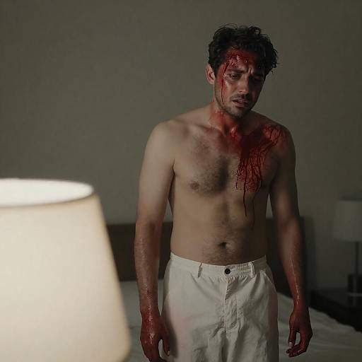 Tense Portrait of a Hurt Man