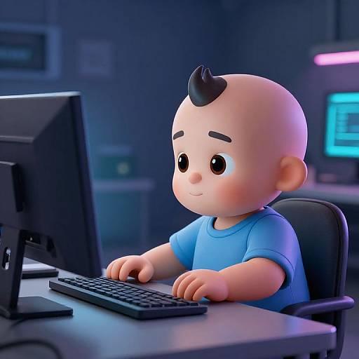 Adorable 3D Baby Coding Scene