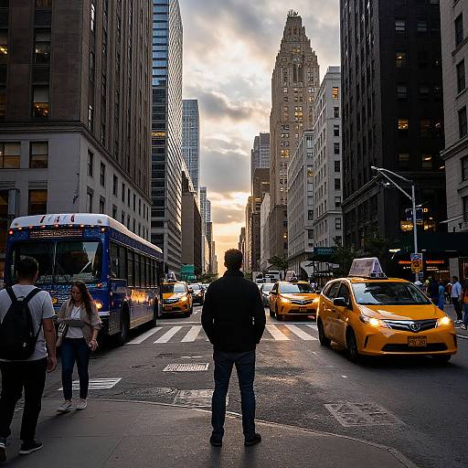 Manhattan Street Scene at Golden Hour