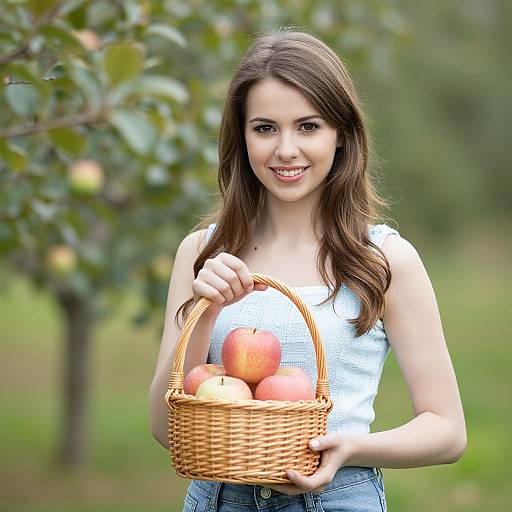 Young Woman Holding Apple Basket