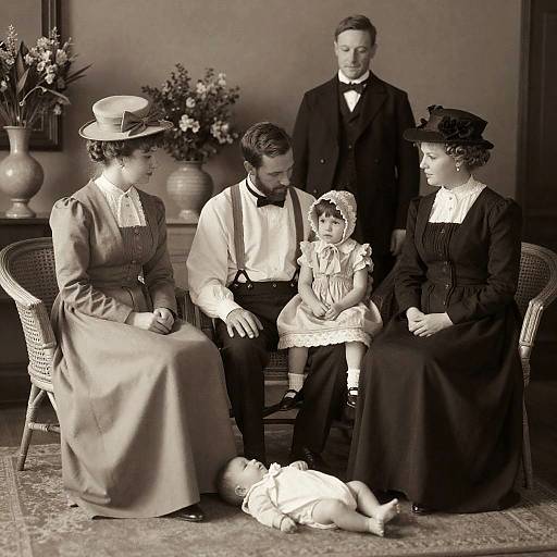 Victorian Family Portrait in Sepia