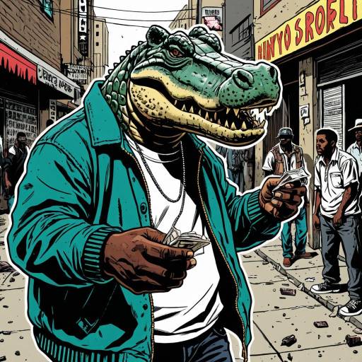 Crocodile Gangster in Urban Street Comic