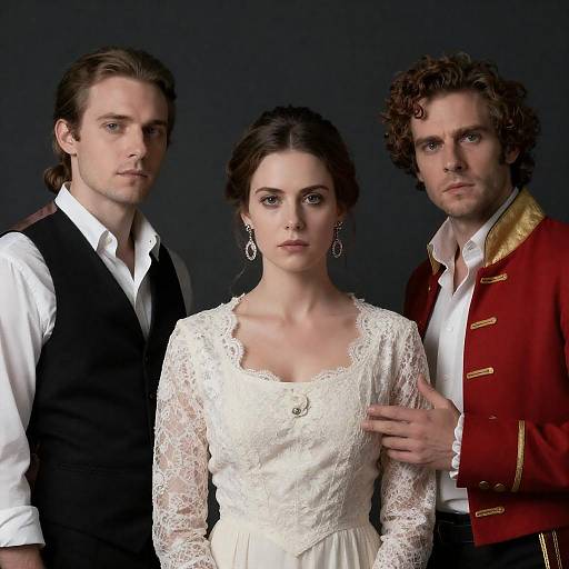 Three People in Period Clothing Portrait