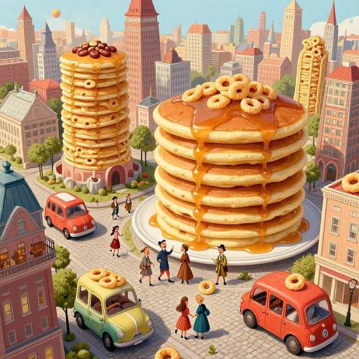 Surreal Pancake Cityscape Fantasy
