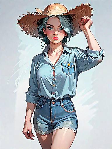 Casual Chic: Realistic Woman in Denim
