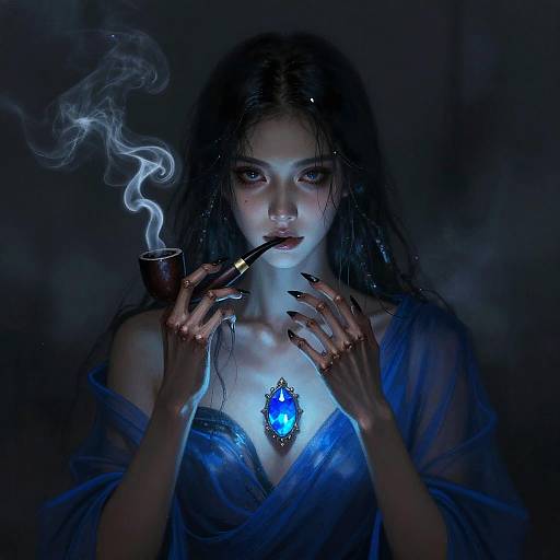 Mysterious Woman with Glowing Gem