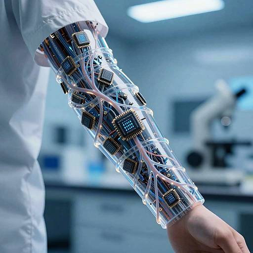 AI Sleeve with Digital Veins Close-up