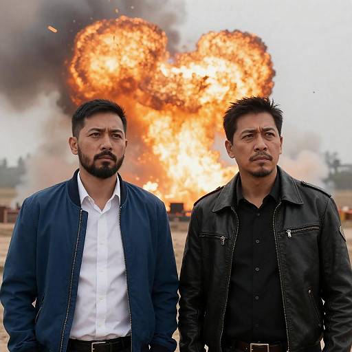 Dramatic Photo of Men Before Explosion