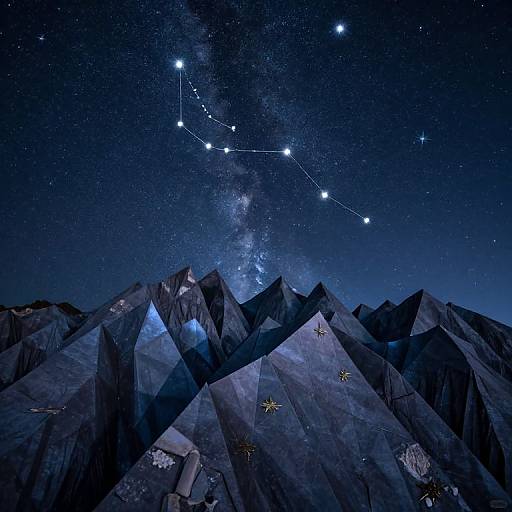 Origami Mountains and Walking Constellation