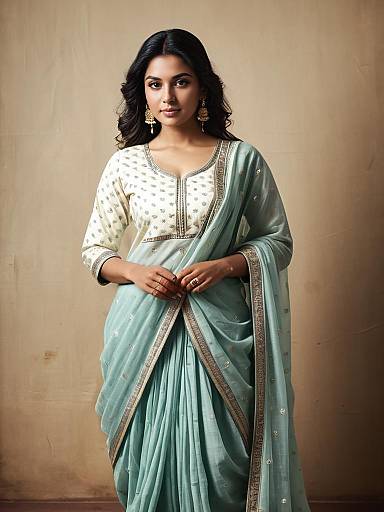 Woman in Traditional Dhoti Suit Salwar