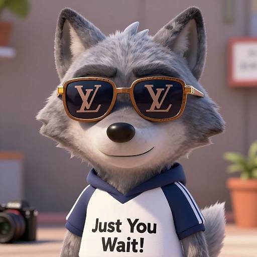 Cartoon Wolf in Designer Streetwear