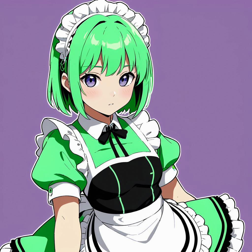 Blushing High School Girl in Maid Outfit