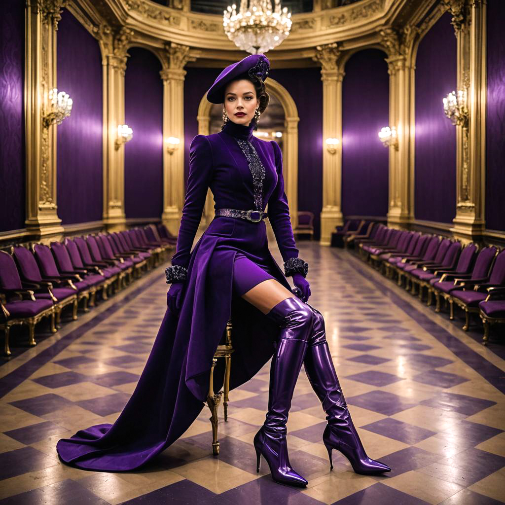 Elegant Lady in Purple Boots at Theater