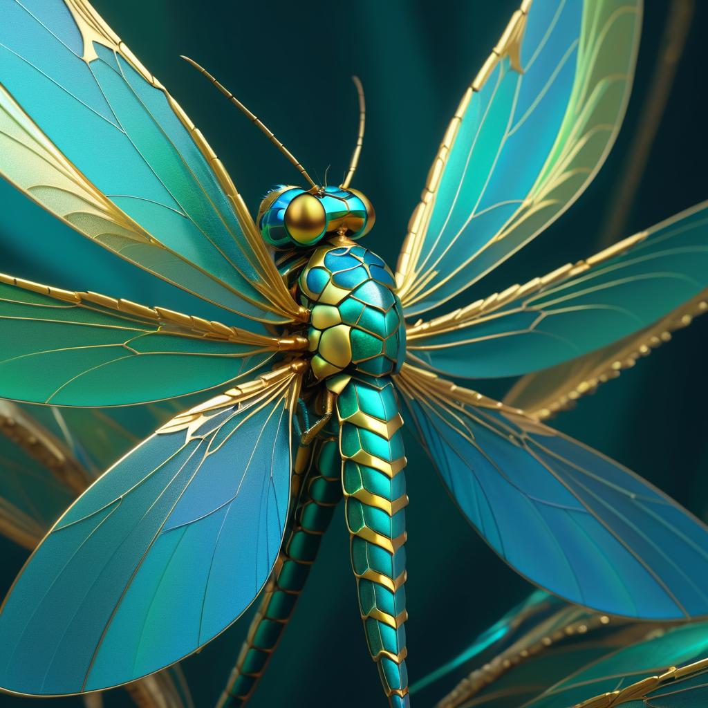 Elegant Anthropomorphic Dragonfly Art