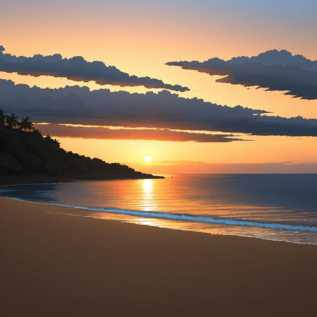 Dusk at a Secluded Cove Beach Scene