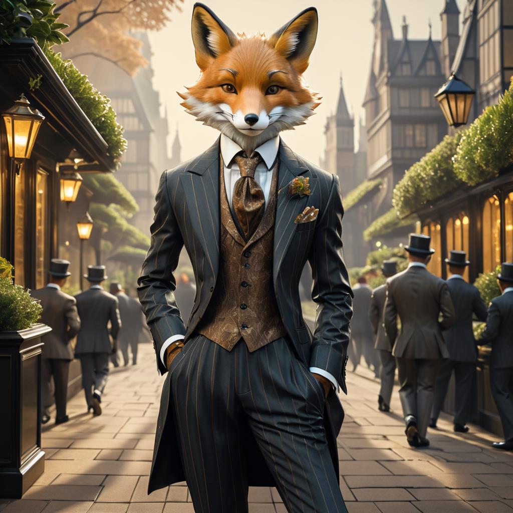 Charming Dapper Fox in Suit Illustration