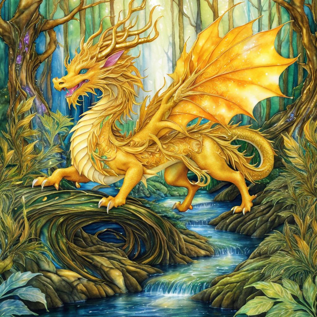 Magical Dancing Dragon in Enchanted Forest