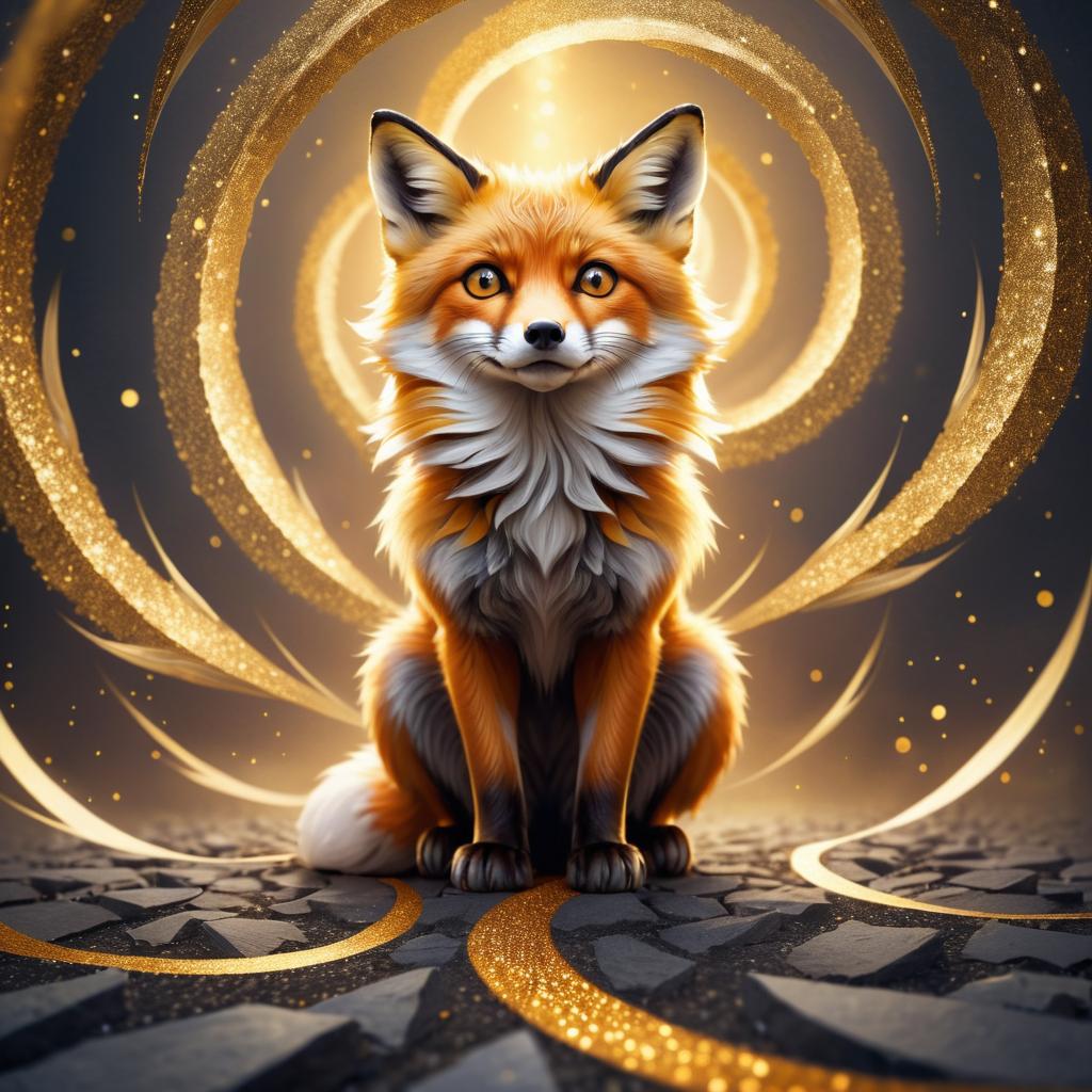 Majestic Spiral Fox Under Angelic Glow