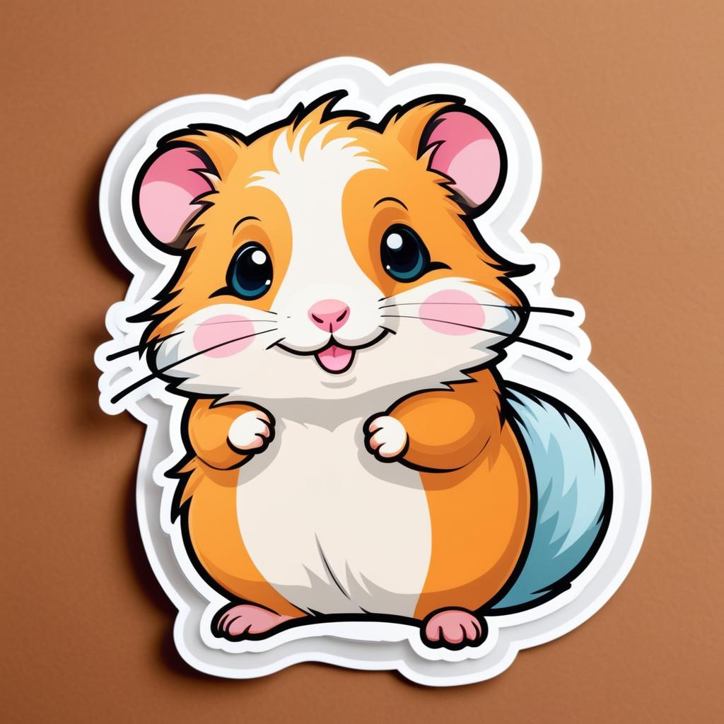 Adorable Cartoon Hamster Sticker Design