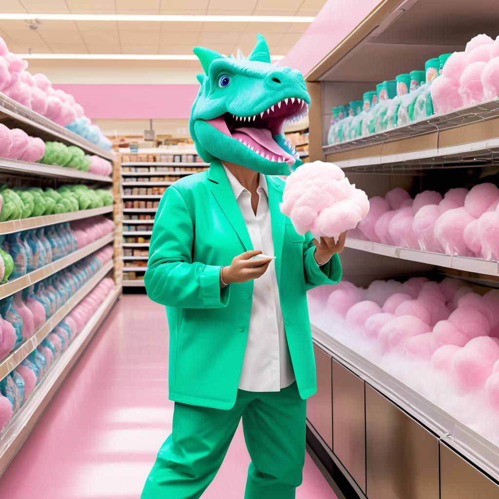 Ellen DeGeneres as a Dinosaur Eating Cotton Candy