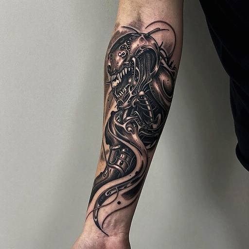 Biomechanical Venom Forearm Tattoo
