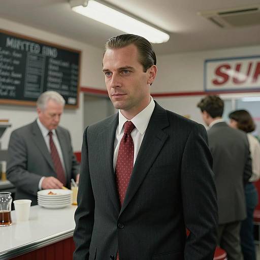 Stylish Man in Retro Diner Setting