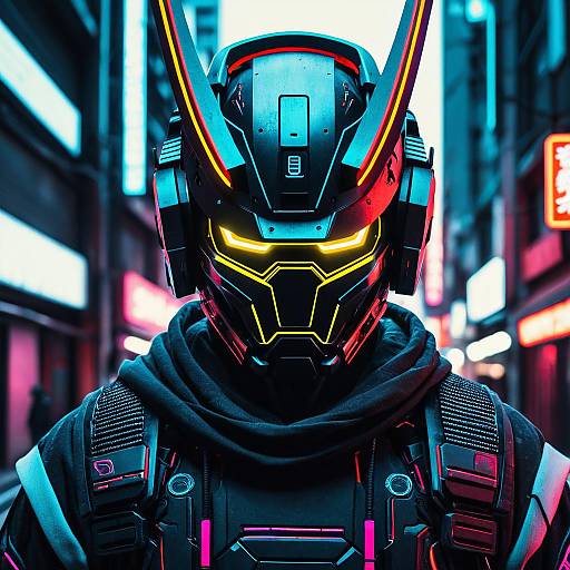Cyberpunk Robotic Samurai Portrait