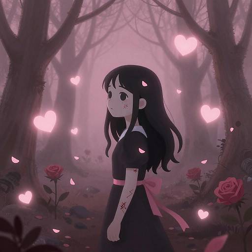 Undead Girl in Pink Fog Grove