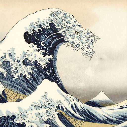 Digital art of Hokusai's 
